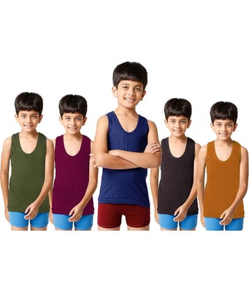 Drako Pack of 5 Boys Cotton Vest ( Multicolor )