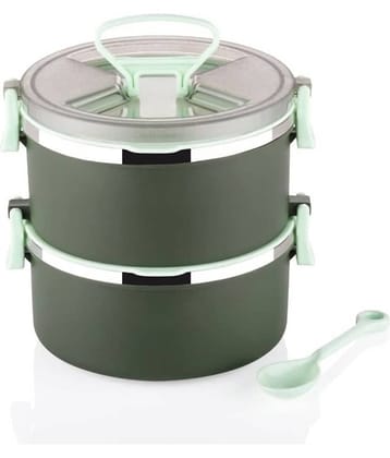 Analog Kitchenware School/College/Office Stainless Steel Lunch Box 2 - Container ( Pack of 2 )