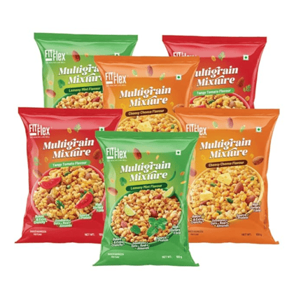 Fit & Flex Multigrain Lemony Mint, Tangy Tomato & Cheesy Cheese Namkeen Mixture (Pack of 6)