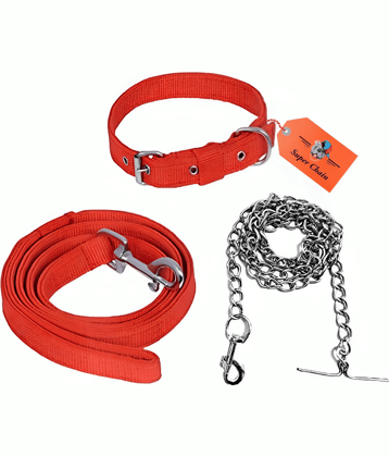 super chain - Red Combo (Collar Belt and Leash) ( Small )