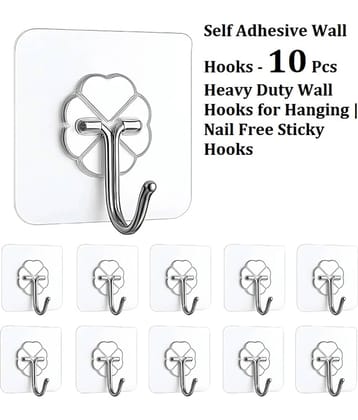 Dust N Shine Self Adhesive Wall Hooks - Heavy Duty Wall Hooks for Hanging | Nail Free Sticky Hooks