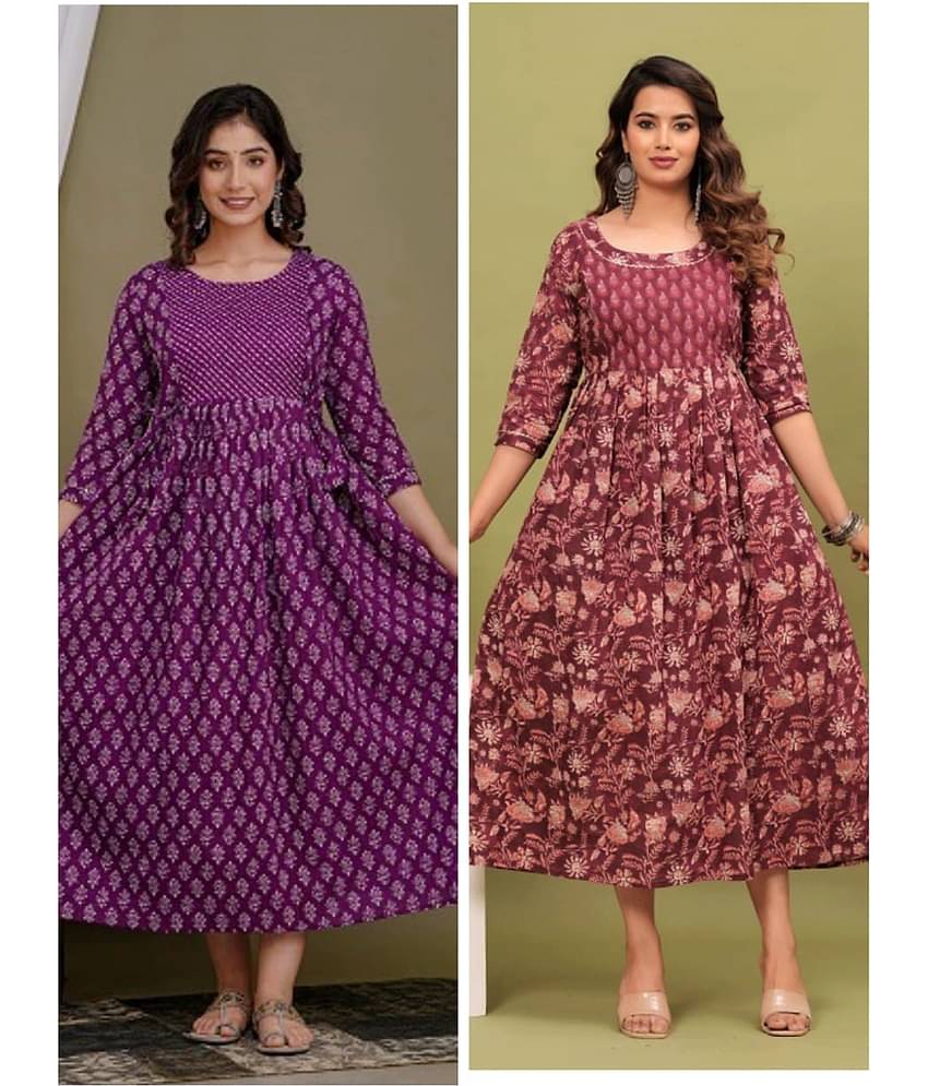 Nevisha Style Multi Color Cotton Maternity Kurta Pack of 2