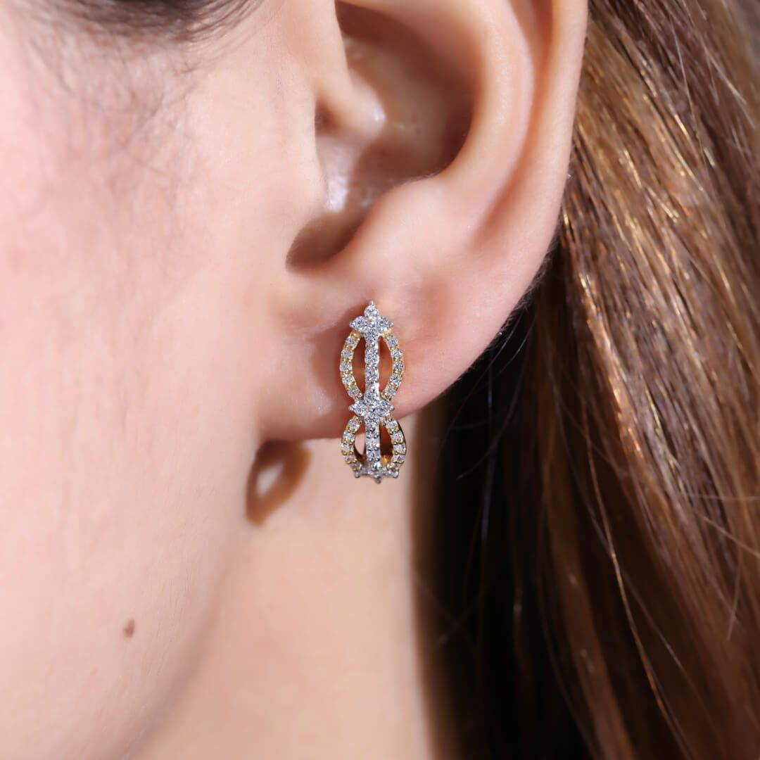 Drea Silver Moissanite Hoop Earrings | 22KT Gold Vermeil-Yellow Gold