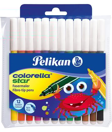 COLORELLA STAR FIBRE TIP PENS, WALLET  12`S PACK OF 2
