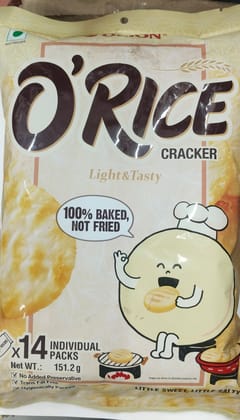 O'rice Cracker Light&tasty 100% baked, Not fried Little sweet little salty 