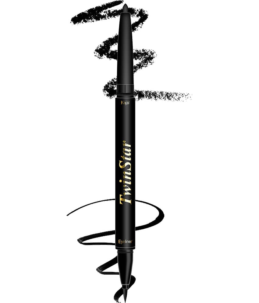 Beauty Berry Twin Star Retractable 2 in 1 Kajal Pencil & Eyeliner Black - 1.4g (Pack of 1)
