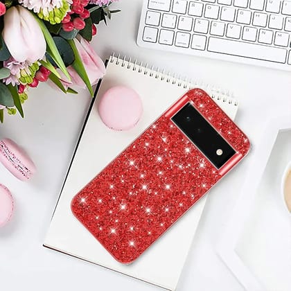 Elegant Bling Glitter Sequin Cover-Google Pixel 6A / Scarlet Red