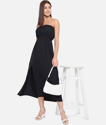 ALL WAYS YOU Women Polyester Solid Empire Dress ( Black )