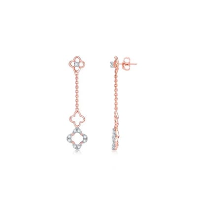 Senco Gold Armani Swing Diamond Long Earrings (2.6 gram / 0.2 Ct / HI-SI / 18K Rose Gold)
