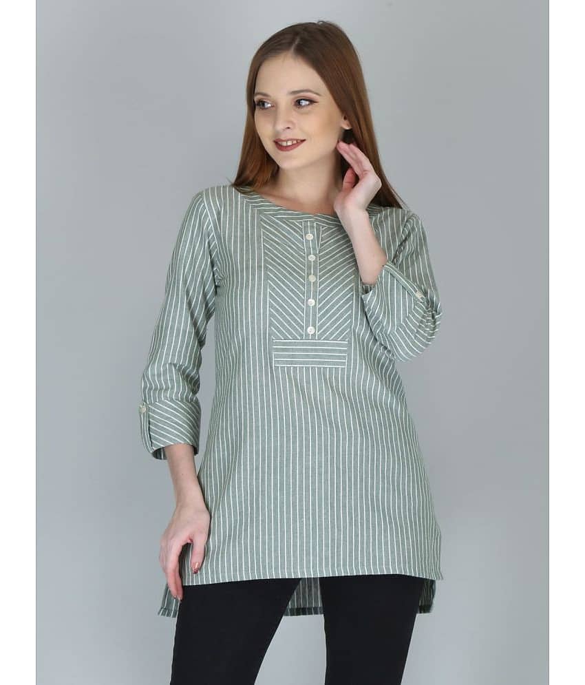 SAART BUNAAI - Green Cotton Women's Regular Top ( Pack of 1 )