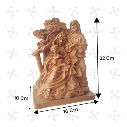 AMS Jesus Holy Family Statue | Resin Idol of Joseph, Mary & Baby Jesus in Wooden Finish | Christian Religious Showpiece for Prayer Room, Altar, Home Decor & Christmas Gift | 22Hx16Lx10W cm