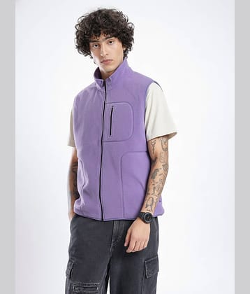 GET GOLF Polyester Mandarin Collar Men's Sweatshirt - Lavender ( Pack of 1 )
