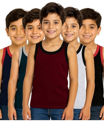Inner Element Pack of 5 Boys Cotton Vest ( Multicolor )