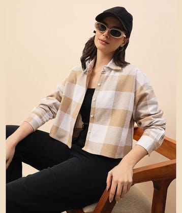 Chimpaaanzee Women Checked Cotton Shirt ( Beige )