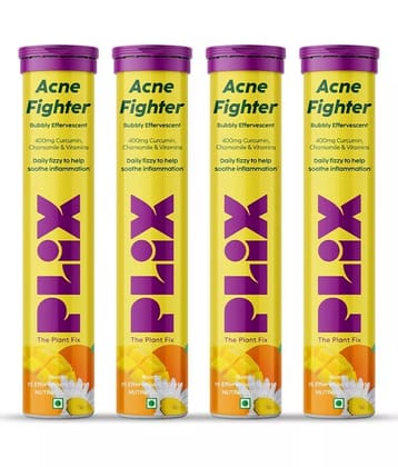 Plix Acne Shield 15 Effervescent Tablets Mango Twist Flavour Goodness Of Curcumin & Aloe Pack of 4