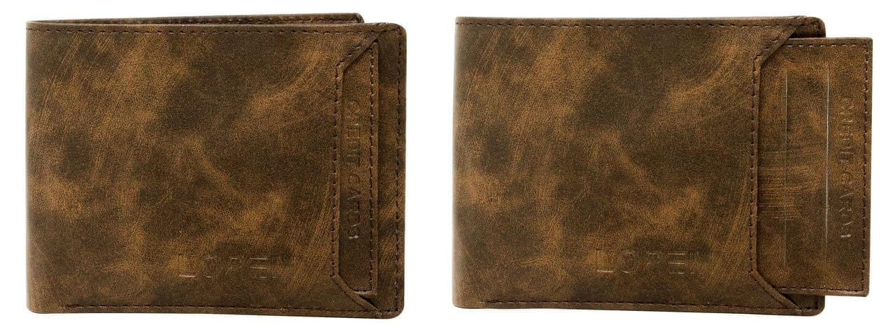 LOREM Removable Card Holder Bi-Fold Faux Leather 7 ATM Card Slots Wallet for Men-UF