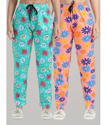 JILZ Multi Color Cotton Women's Nightwear Pyjama ( Pack of 2 )