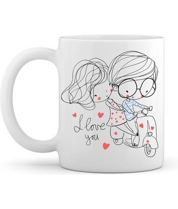 thriftkart Ceramic White BOY GIRL Valentine Mugs - Pack of 1