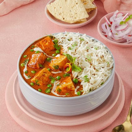 Mutter Paneer Rice Bowl.