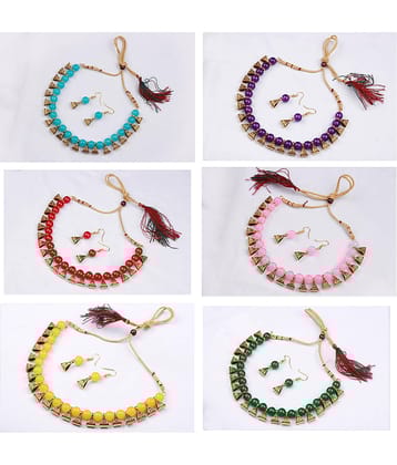 JFL - Jewellery For Less Multi Color Copper Necklace Set ( Pack of 6 )