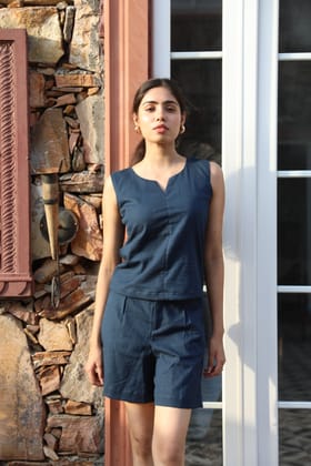 On-the-Go Blue Top & Short Coord Set-XS
