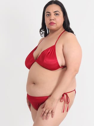 Plus Size Sexy Maroon Honeymoon Bridal Bikini Set 11M