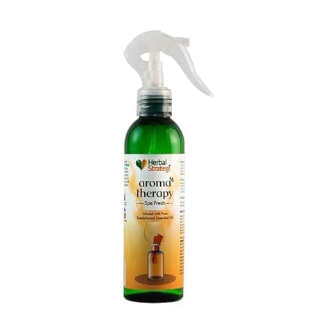 Herbal Strategi Sandalwood Aroma Therepy Spray | Infused with Pure Sandelwood Essential Oil - 200 Ml | 100% Herbal | Pure and undilutted,| No additives or Fillers, Non Toxic, Safe for Kid and Pet|