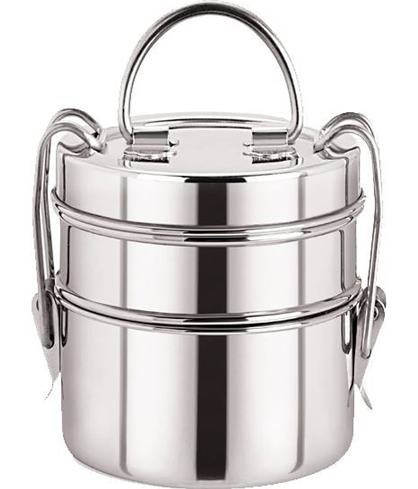 Neelam Clipper Stainless Steel Tiffin Box Set, 2-Pieces, Silver-1000 ml