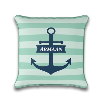 Nautical Anchor Cushion Cover (kids)-Nautical Anchor Mint / 16 Inches / Satin