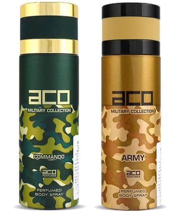 Aco Set of 2 Deodorant Body Spray, Army and Commando For Men, 200ml Each