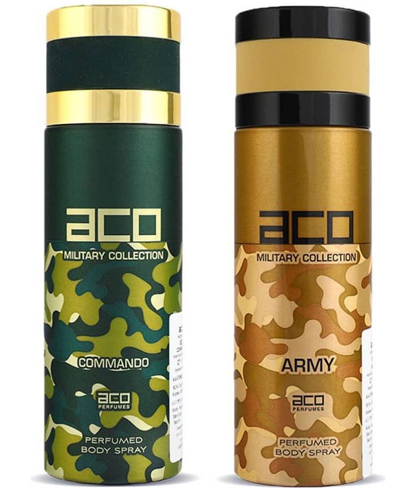 Aco Set of 2 Deodorant Body Spray, Army and Commando For Men, 200ml Each