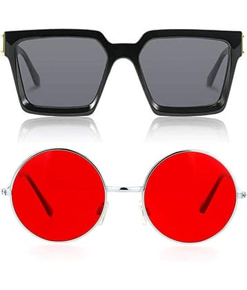Kanny Devis - Black Rectangular Sunglasses ( Pack of 2 )