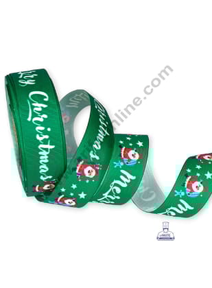 CAKE DECOR™ 1 Roll Christmas Theme Ribbons | Gift Wrapping | Festive Decoration - Theme 06 Green