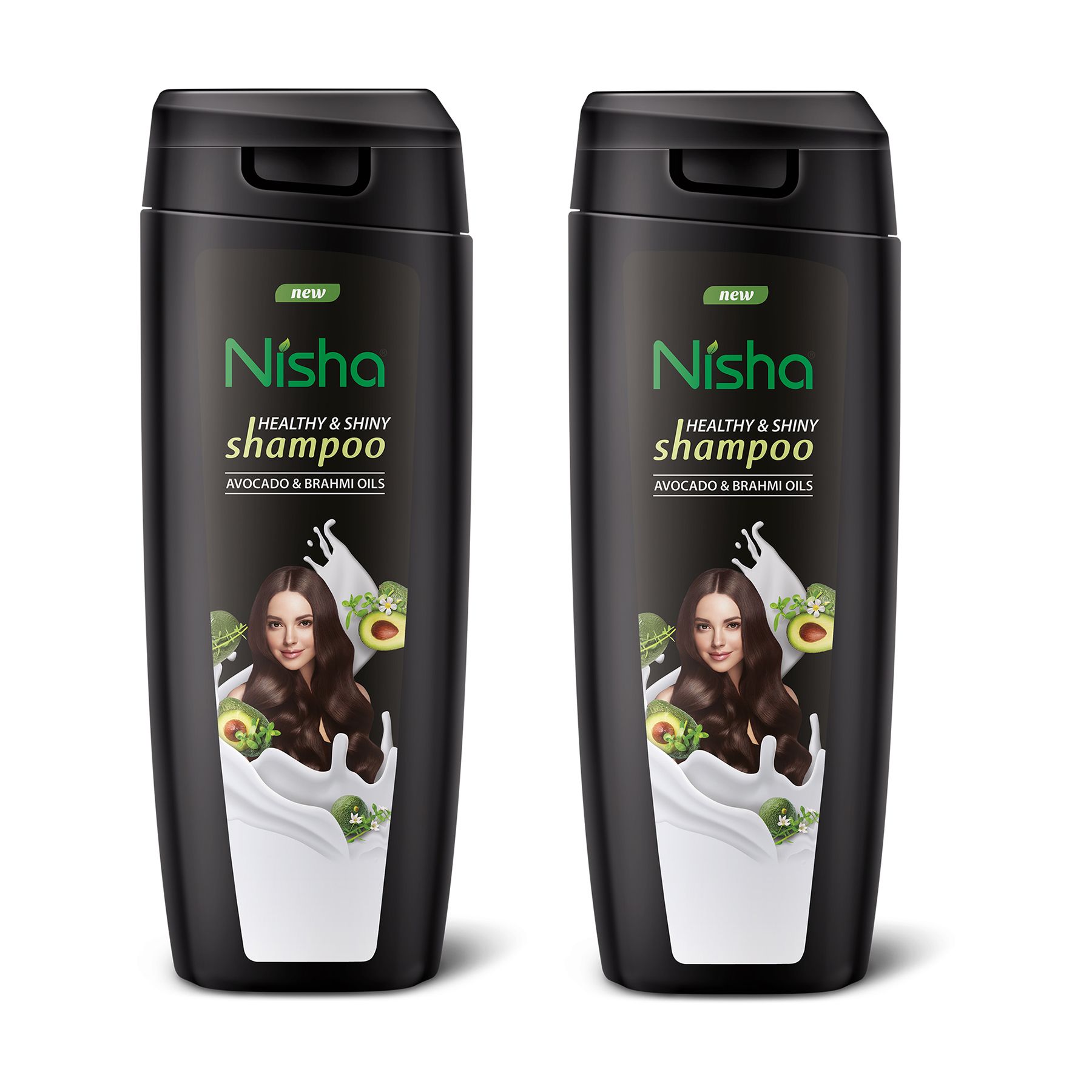 Nisha Healthy & Shiny Shampoo for Women Men 180ml Pack of 2, Avocado & Brahmi Shampoo for Strong Beautiful Hair