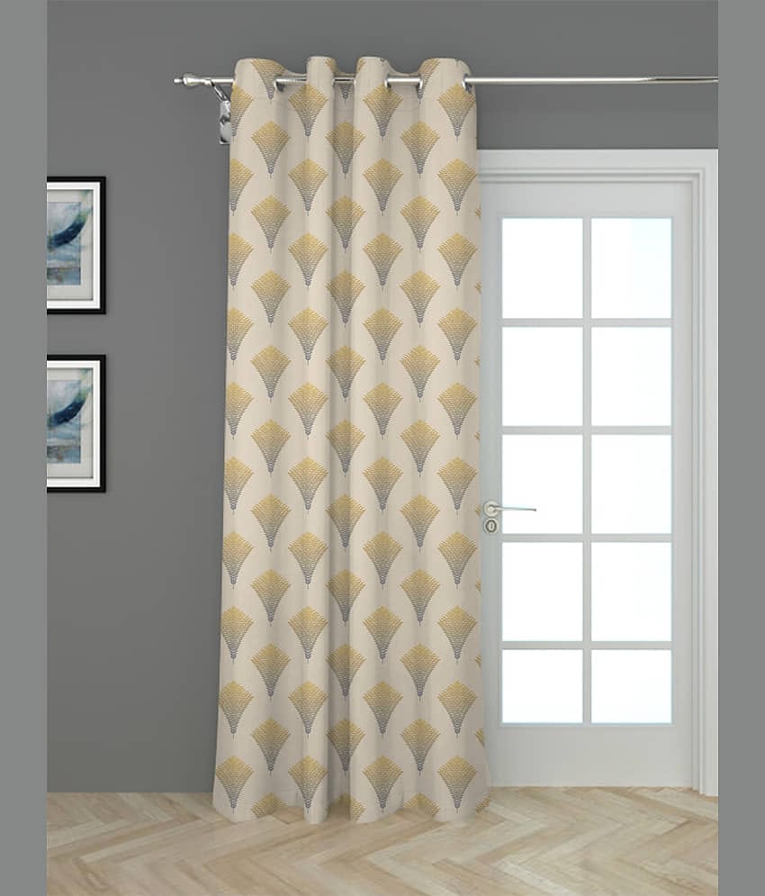 Houzzcode - Grey Melange Polyester Geometric Long Door Curtain ( Pack of 1 )