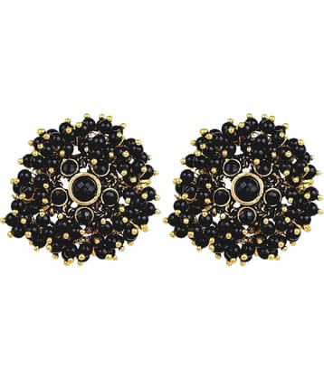 FASHION FRILL - Black Stud Earrings ( Pack of 1 )
