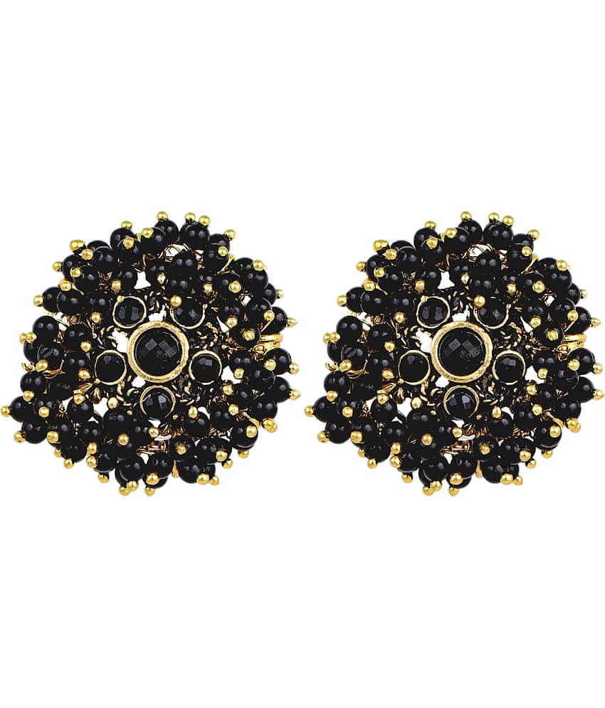 FASHION FRILL - Black Stud Earrings ( Pack of 1 )