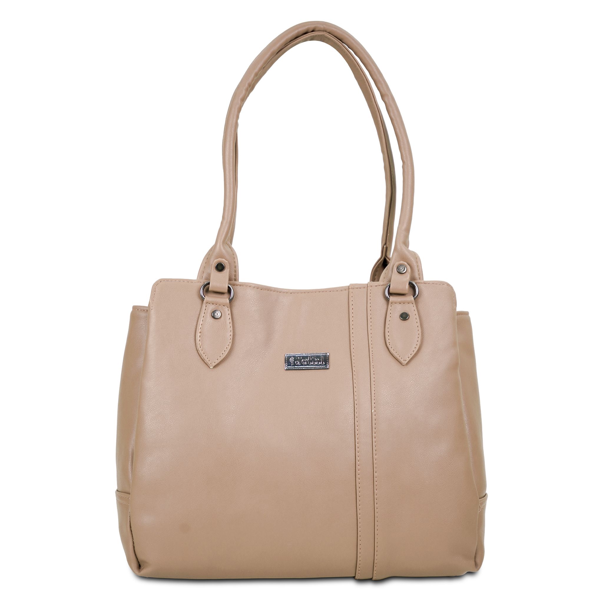 Jothi Sorelle Premium Womens Handbag | 4-Compartment Synthetic Leather Tote | Woven Pattern Finish | Water-Resistant | Soft Base | Taupe Brown