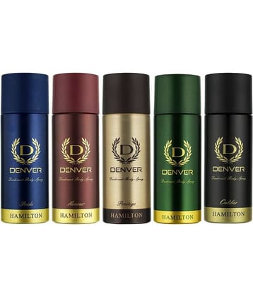 Denver Hamilton , Pride , Honour , Caiber & Prestige Deo - 200ML for Men (Combo Pack of 5)