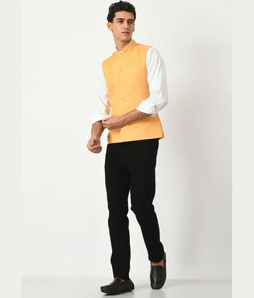 IndiWeaves Yellow Cotton Blend Men's Nehru Jacket ( Pack of 1 )