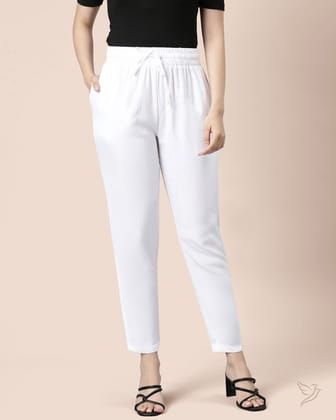 Linen Straight Pant - White-S / White