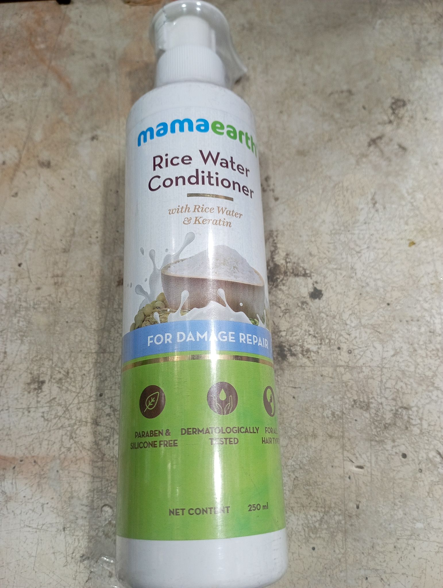 Mamaearth Rice water Conditioner With rice viter & keral For damage repair Aben & dermatologically for all Cone free Tested Hairty 