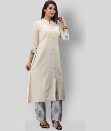 MAUKA - White White Straight Cotton Women's Stitched Salwar Suit ( Pack of 1 )