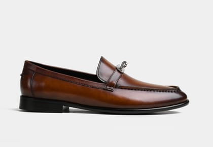 STELLAR | MEN MID-BROWN LEATHER LOAFERS (Sale)-UK 8