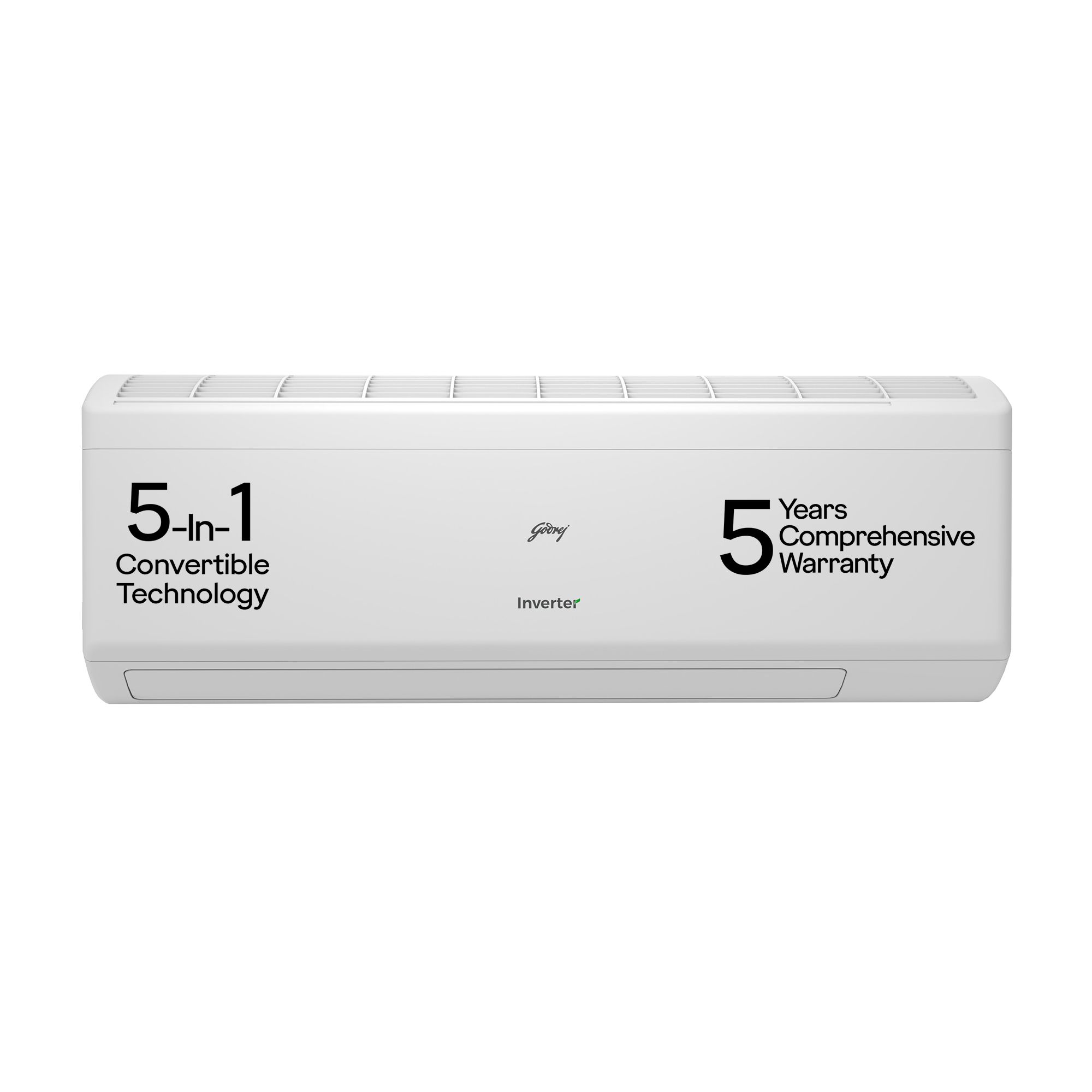 Godrej 2 Ton 3 Star, 5 Years Comprehensive Warranty, 5-In-1 Convertible Cooling, Inverter Split AC (Copper, I-Sense Technology, AC 2T EI 24IINV3R32 WWR, White)