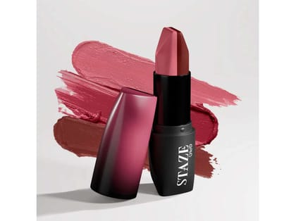Staze 9to9 Triple Affair Duo, 3 In 1 Matte Lipstick - Brick Pink - 01