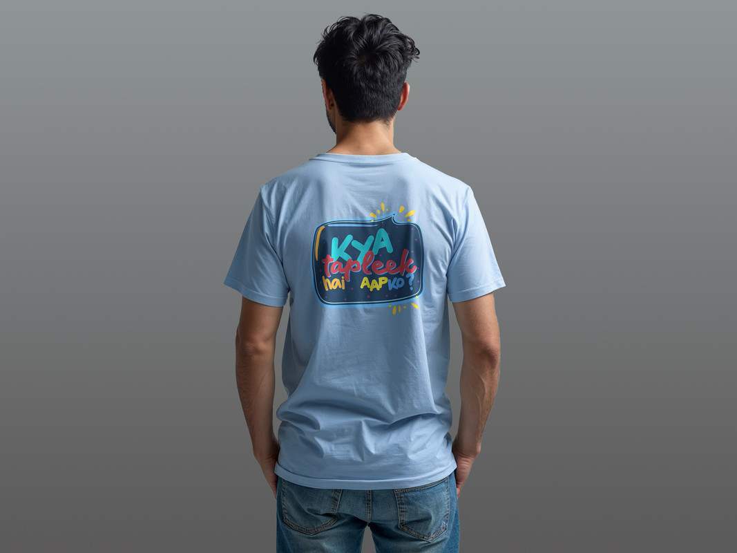Taarak Mehta Ka Ooltah Chashmah| Blue Back Printed Regular Fit T-Shirts For Men (KYA TAPLEEK HAI AAPKO)