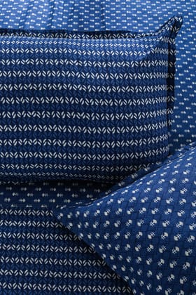 2 Indigo Boohti Cotton Bedsheet-Double - 90 x 108 in / Blue / Blue