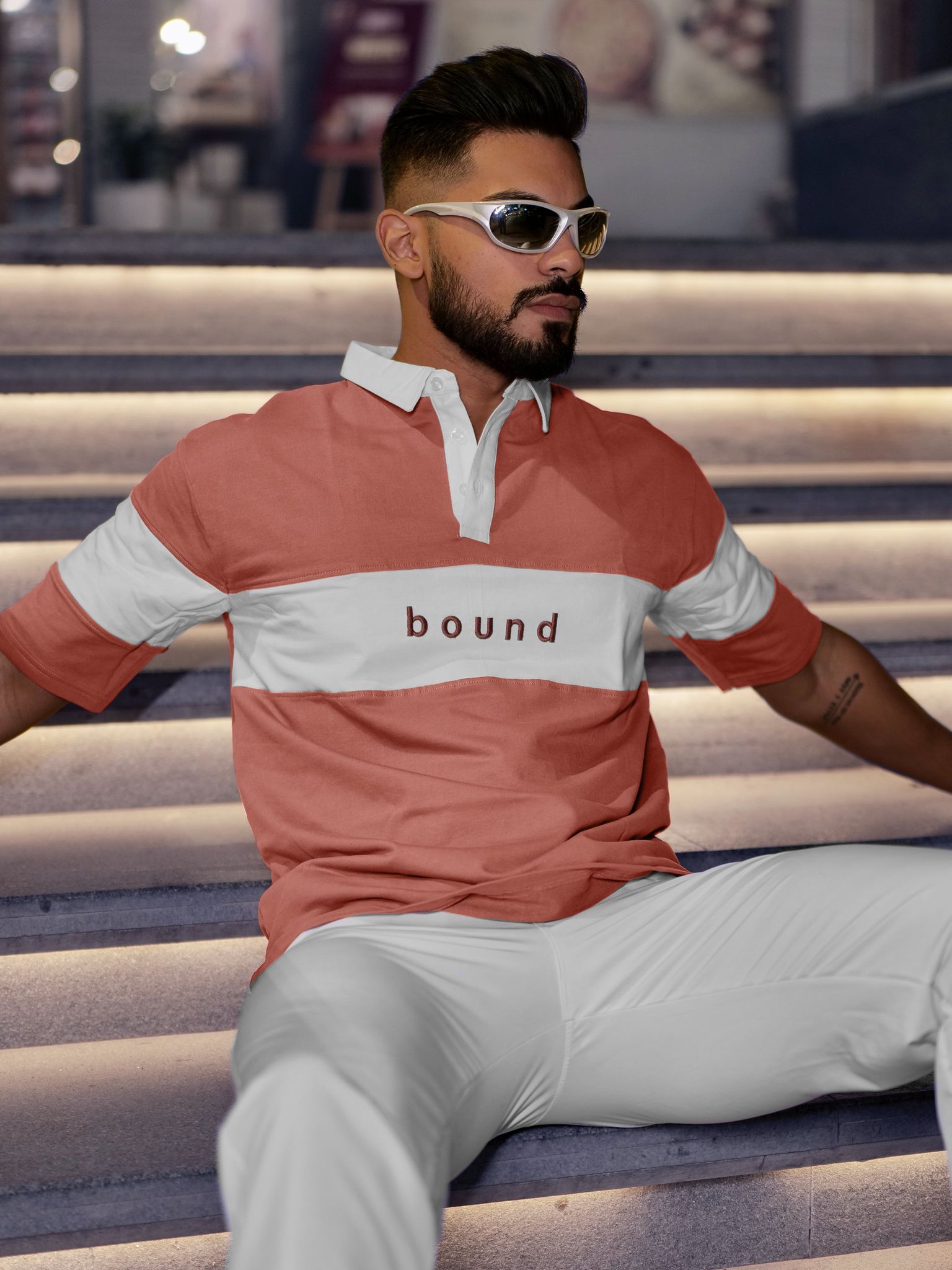 Bound Dark Onion Oversized Half Sleeve Polo T-Shirt-S