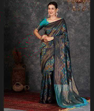 Samah Silk Woven Saree With Unstitched Blouse Piece ( Rama )